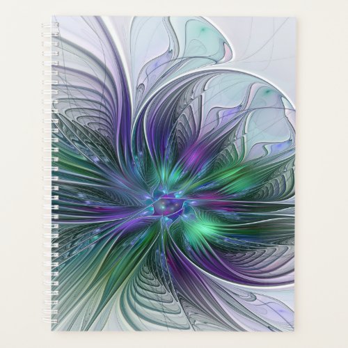 Purple Green Flower Modern Abstract Art Fractal Planner
