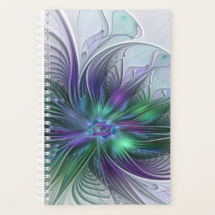 Purple Green Flower Modern Abstract Art Fractal Planner