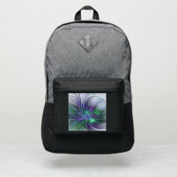 Purple Green Flower Modern Abstract Art Fractal Port Authority&#174; Backpack