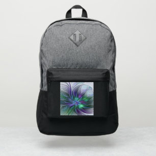 Purple Green Flower Modern Abstract Art Fractal Port Authority® Backpack