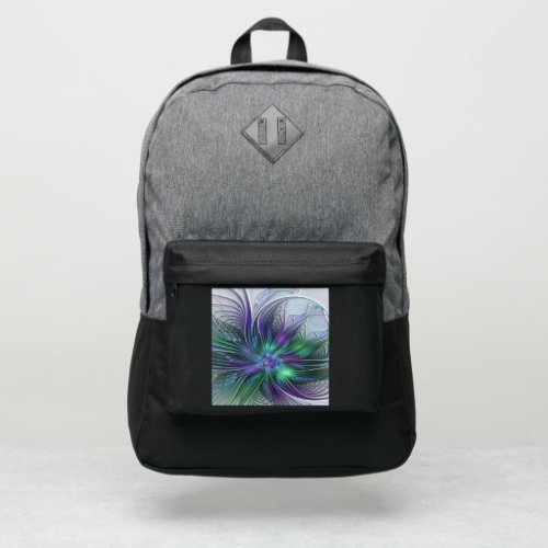 Purple Green Flower Modern Abstract Art Fractal Port Authority Backpack