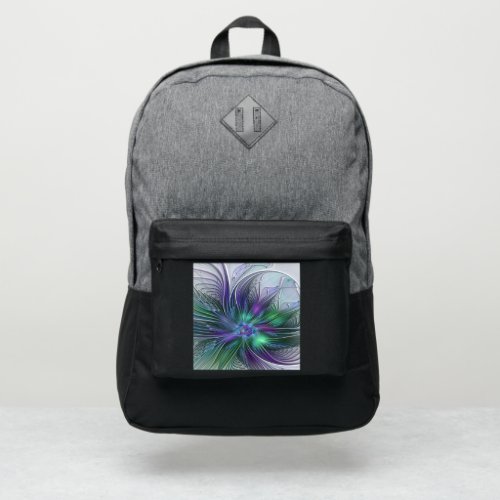 Purple Green Flower Modern Abstract Art Fractal Port Authority® Backpack Purple Green Flower Modern Abstract Art Fractal Port Authority® Backpack