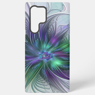 Purple Green Flower Modern Abstract Art Fractal Samsung Galaxy S22 Ultra Case