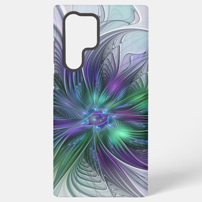 Purple Green Flower Modern Abstract Art Fractal Samsung Galaxy Case (Back)