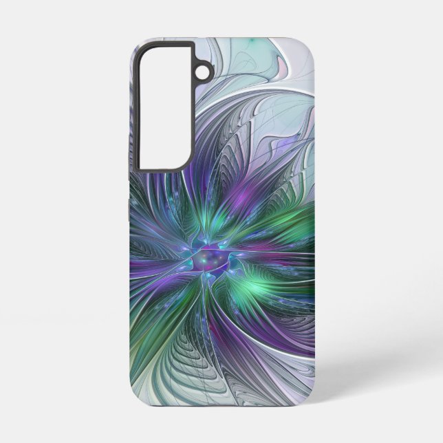 Purple Green Flower Modern Abstract Art Fractal Samsung Galaxy Case (Back)