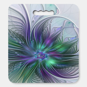 Purple Green Flower Modern Abstract Art Fractal Seat Cushion