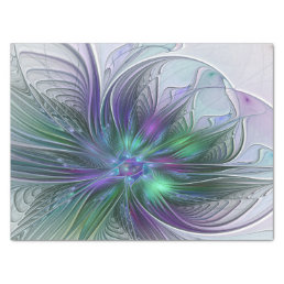 Purple Green Flower Modern Abstract Art Fractal Tissue Paper