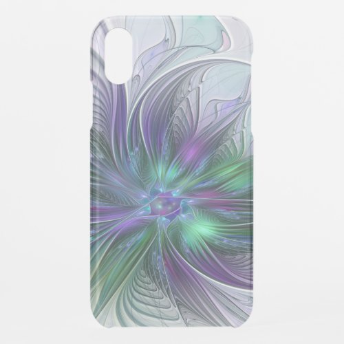 Purple Green Flower Modern Abstract Art Fractal iPhone XR Case