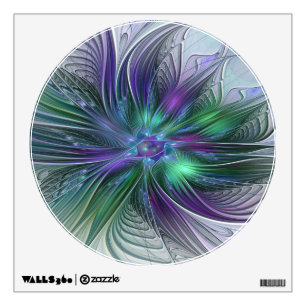 Purple Green Flower Modern Abstract Art Fractal Wall Decal