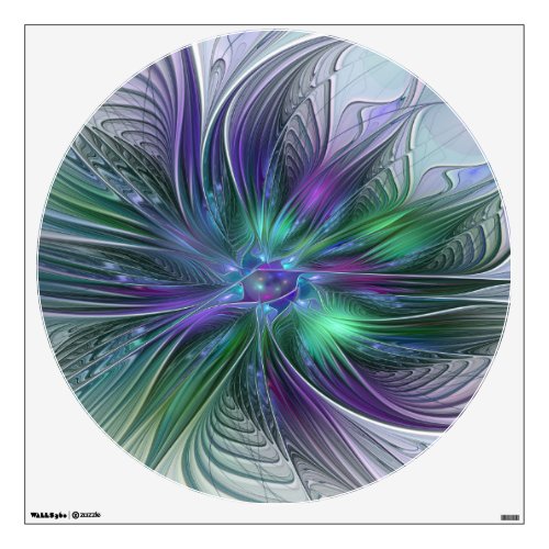 Purple Green Flower Modern Abstract Art Fractal Wall Decal