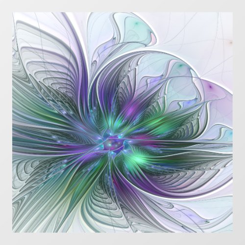 Purple Green Flower Modern Abstract Art Fractal Window Cling