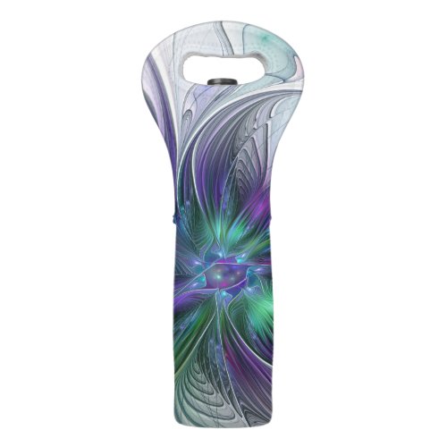 Purple Green Flower Modern Abstract Art Fractal Wine Bag