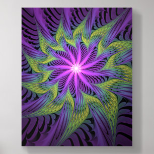 Purple Green Flower Modern Abstract Fractal Art Acrylic Photo Tile