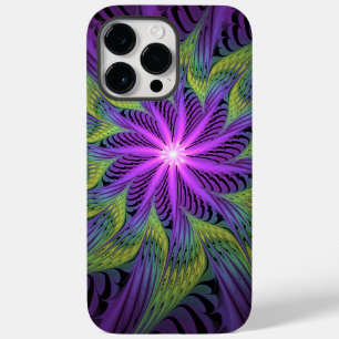 Purple Green Flower Modern Abstract Fractal Art Case-Mate iPhone 14 Pro Max Case