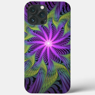 Purple Green Flower Modern Abstract Fractal Art iPhone 13 Pro Max Case