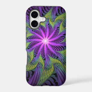 Purple Green Flower Modern Abstract Fractal Art iPhone 17 Case