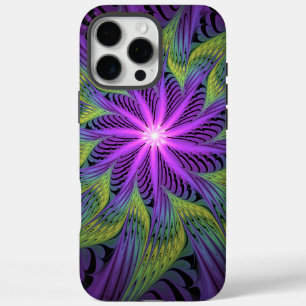 Purple Green Flower Modern Abstract Fractal Art iPhone 16 Pro Max Case