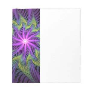 Purple Green Flower Modern Abstract Fractal Art Notepad