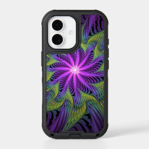 Purple Green Flower Modern Abstract Fractal Art iPhone 17 Case