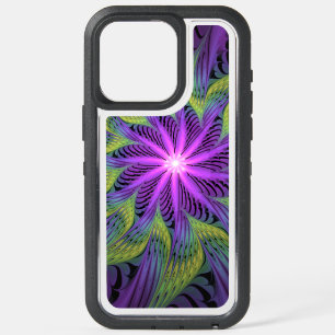 Purple Green Flower Modern Abstract Fractal Art iPhone 15 Pro Max Case