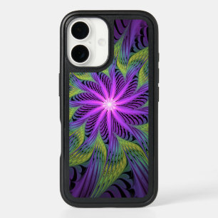 Purple Green Flower Modern Abstract Fractal Art iPhone 16 Case