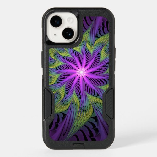 Purple Green Flower Modern Abstract Fractal Art OtterBox iPhone 14 Case