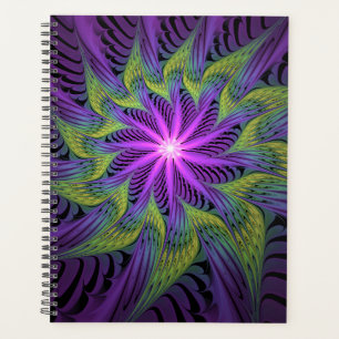 Purple Green Flower Modern Abstract Fractal Art Planner