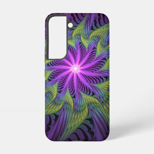 Purple Green Flower Modern Abstract Fractal Art Samsung Galaxy S22 Case