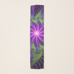 Purple Green Flower Modern Abstract Fractal Art Scarf<br><div class="desc">A colorful lively fantasy flower,  abstract purple green fractal art.
Design for your chiffon scarf and more.</div>