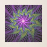 Purple Green Flower Modern Abstract Fractal Art Scarf<br><div class="desc">A colorful lively fantasy flower, abstract purple green fractal art.
Design for your chiffon scarf and more.</div>