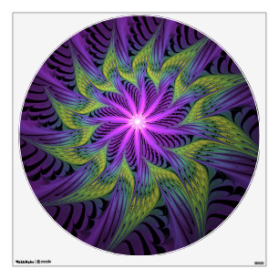 Purple Green Flower Modern Abstract Fractal Art Wall Decal