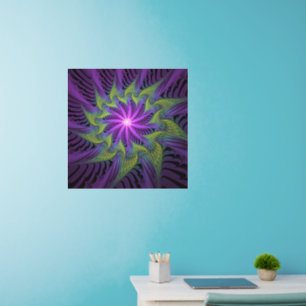 Purple Green Flower Modern Abstract Fractal Art Wall Decal