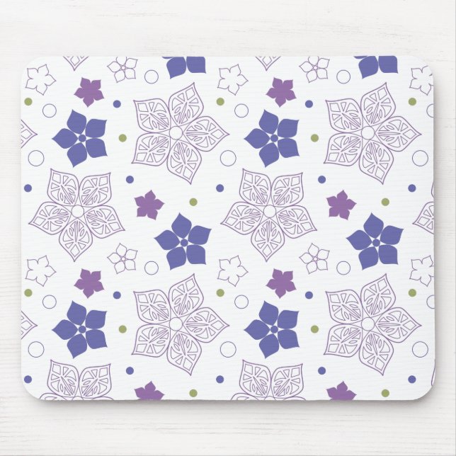 Purple & Green flower pattern  Mouse Pad (Front)