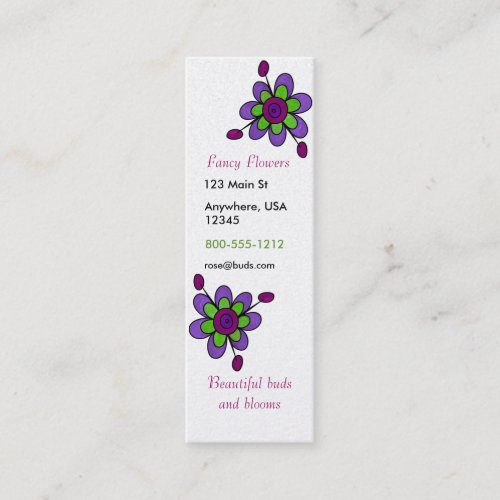 Purple &amp; Green Fun Flowers Business Card Templates