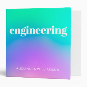 Purple Green Girly Engineering Name School Subject 3 Ring Binder