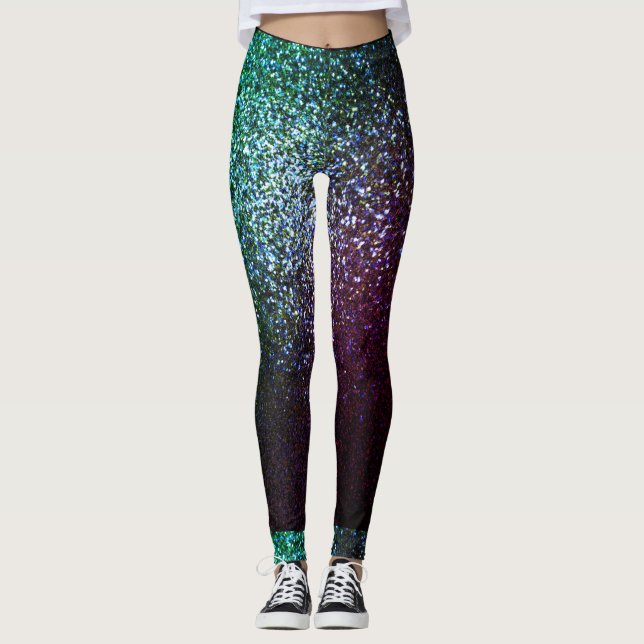 Purple green glitter leggings (Front)