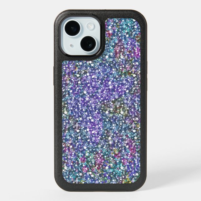 Purple & green Glitter texture Print iPhone 15 Case (Back)