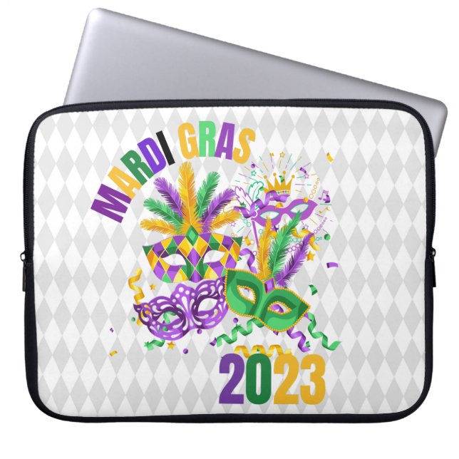 PURPLE GREEN GOLD MARDI GRAS 2023  LAPTOP SLEEVE (Front)