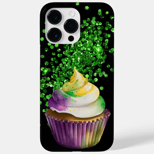 PURPLE GREEN GOLD MARDI GRAS CUPCAKE Case-Mate iPhone CASE (Back)