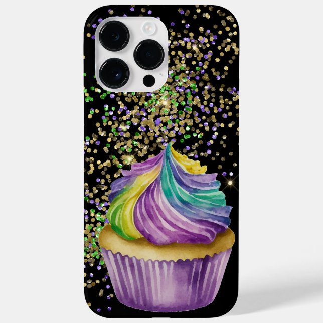 PURPLE GREEN GOLD MARDI GRAS CUPCAKE Case-Mate iPhone CASE (Back)
