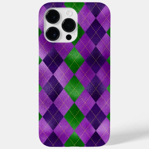 PURPLE GREEN GOLD MARDI GRAS DIAMOND PATTERNS Case_Mate iPhone 14 PRO MAX CASE