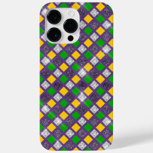 PURPLE GREEN GOLD MARDI GRAS DIAMOND PATTERNS Case-Mate iPhone 14 PRO MAX CASE