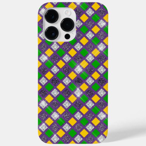 PURPLE GREEN GOLD MARDI GRAS DIAMOND PATTERNS Case_Mate iPhone 14 PRO MAX CASE