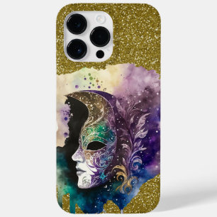 PURPLE GREEN GOLD MARDI GRAS MASK & FEATHERS Case-Mate iPhone 14 PRO MAX CASE