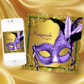 Purple Green Gold Mardi Gras Masquerade Party Invitation