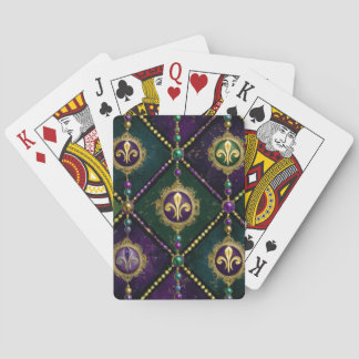 PURPLE GREEN GOLD MARDI GRAS PATTERNS POKER CARDS