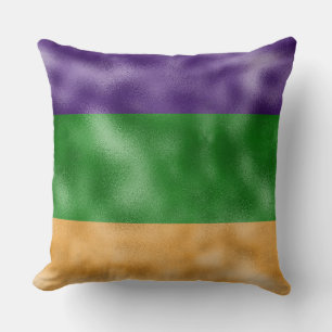 PURPLE GREEN GOLD MARDI GRAS STRIPES THROW PILLOW