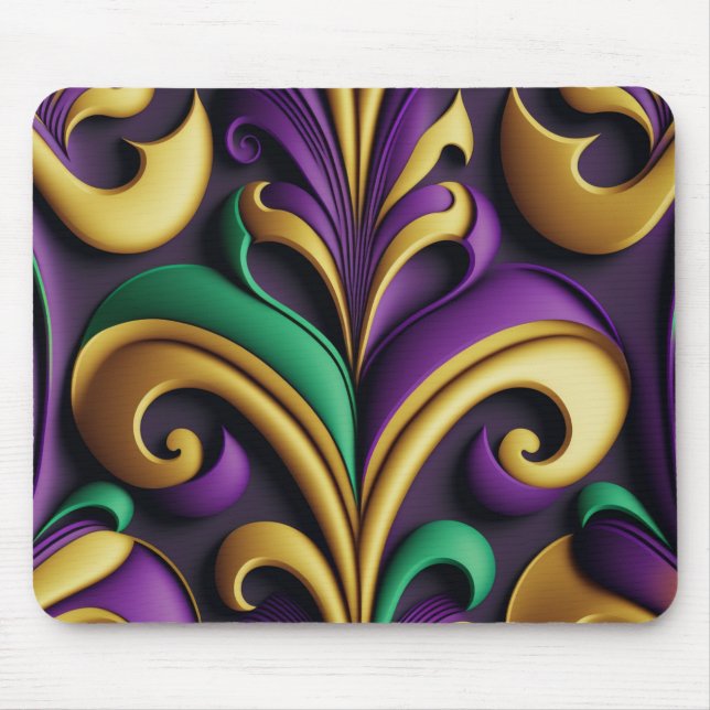 PURPLE GREEN GOLDMARDI GRAS FLEUR DI LIS MOUSE PAD (Front)