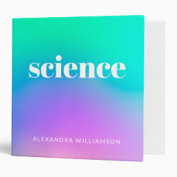 Purple Green Gradient Name Science School Subject  3 Ring Binder