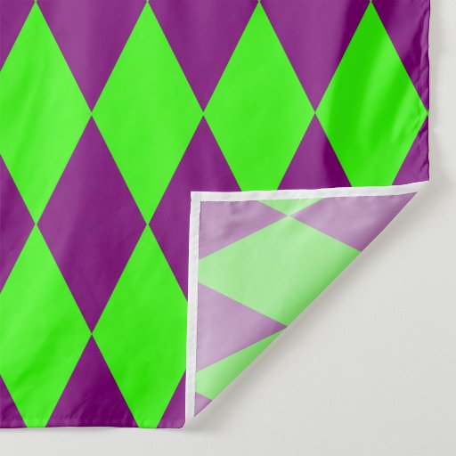 Purple Green Harlequin Checkered Design  Fabric